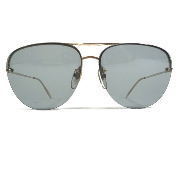 Vintage Other - Vintage Aviators Sunglasses Gold Wire Frames with Blue Lenses Oversize Italy